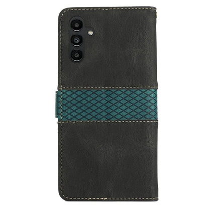 For Samsung Galaxy A16 5G Leather Case Grid Splicing Stand Wallet Phone Cover