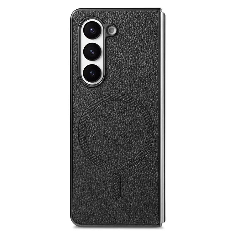 For Samsung Galaxy Z Fold5 5G Magnetic Case Leather+TPU Phone Cover with Screen Film