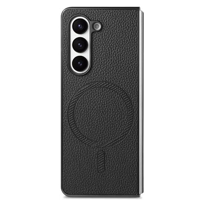 For Samsung Galaxy Z Fold5 5G Magnetic Case Leather+TPU Phone Cover with Screen Film