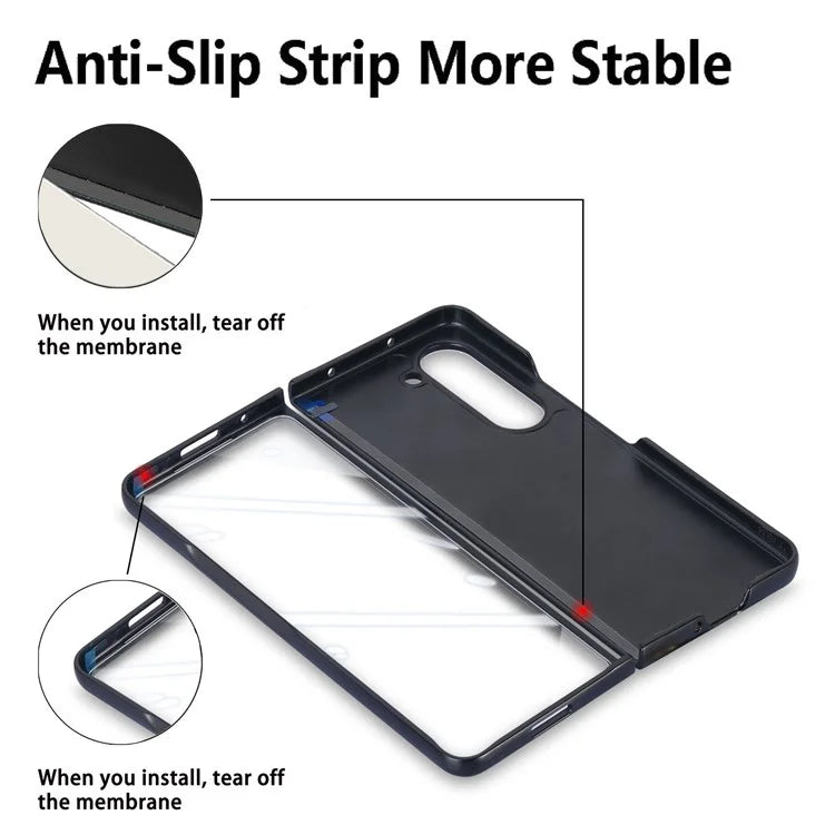 For Samsung Galaxy Z Fold5 5G Magnetic Case Leather+TPU Phone Cover with Screen Film