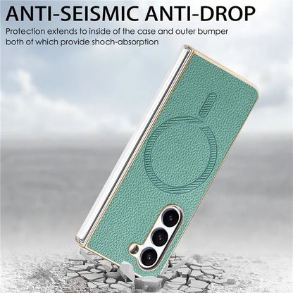 For Samsung Galaxy Z Fold5 5G Magnetic Case Leather+TPU Phone Cover with Screen Film
