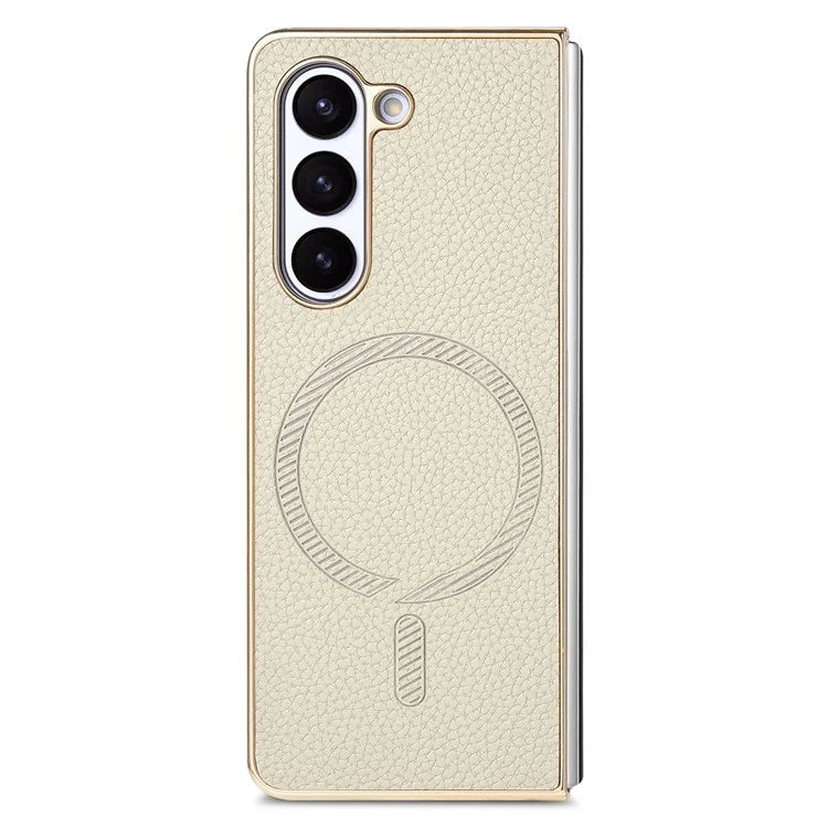 For Samsung Galaxy Z Fold5 5G Magnetic Case Leather+TPU Phone Cover with Screen Film