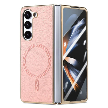 For Samsung Galaxy Z Fold6 5G Magnetic Case Leather+TPU Phone Cover with Screen Film