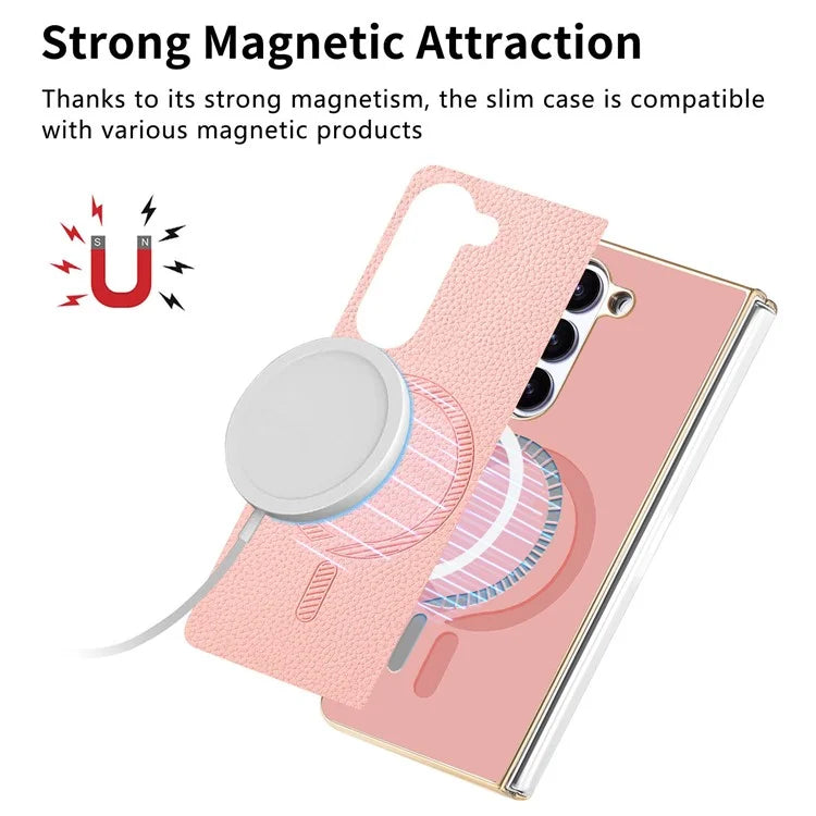 For Samsung Galaxy Z Fold6 5G Magnetic Case Leather+TPU Phone Cover with Screen Film