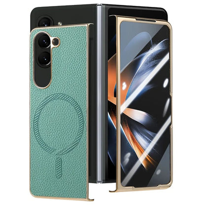 For Samsung Galaxy Z Fold6 5G Magnetic Case Leather+TPU Phone Cover with Screen Film