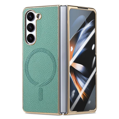 For Samsung Galaxy Z Fold6 5G Magnetic Case Leather+TPU Phone Cover with Screen Film