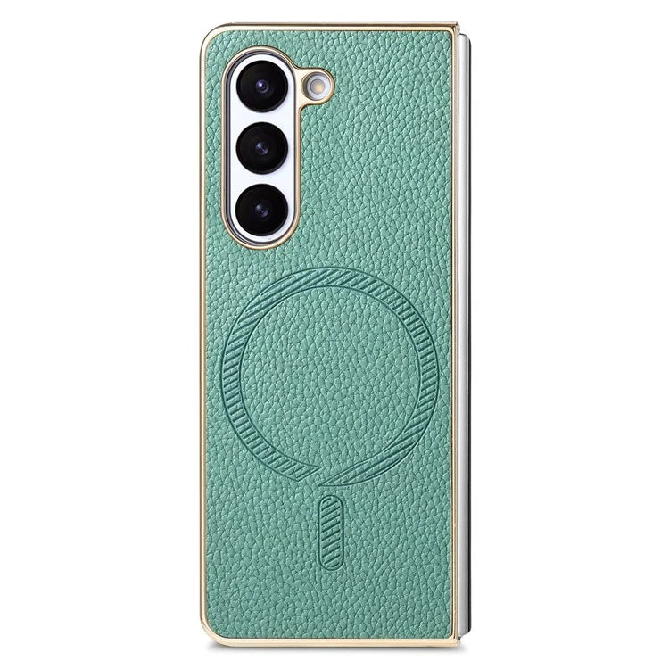 For Samsung Galaxy Z Fold6 5G Magnetic Case Leather+TPU Phone Cover with Screen Film