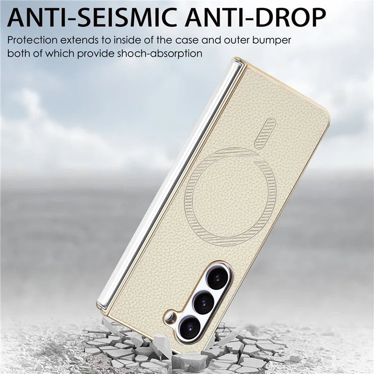 For Samsung Galaxy Z Fold6 5G Magnetic Case Leather+TPU Phone Cover with Screen Film