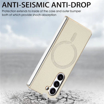For Samsung Galaxy Z Fold6 5G Magnetic Case Leather+TPU Phone Cover with Screen Film