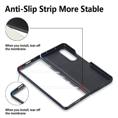 For Samsung Galaxy Z Fold4 5G Magnetic Case Leather+TPU Phone Cover with Screen Film