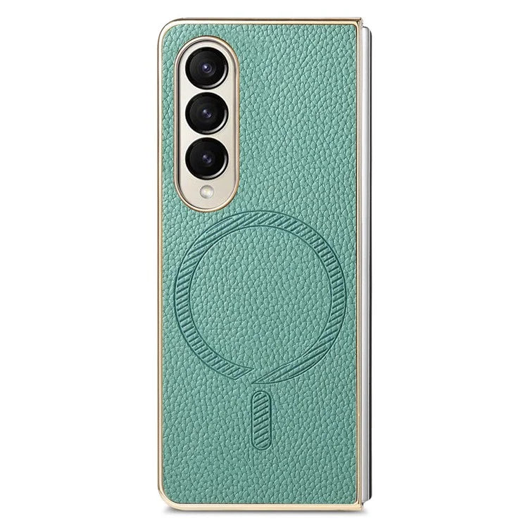 For Samsung Galaxy Z Fold4 5G Magnetic Case Leather+TPU Phone Cover with Screen Film