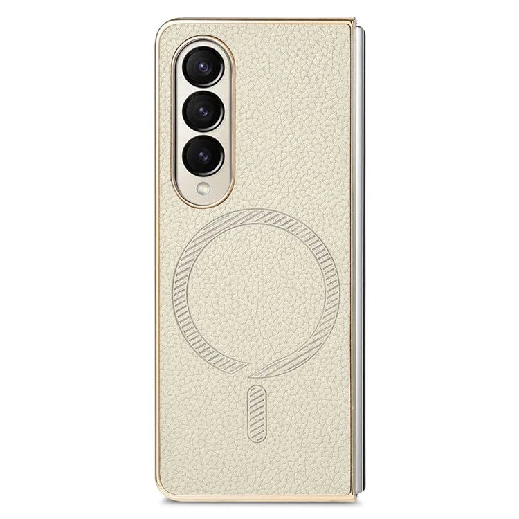 For Samsung Galaxy Z Fold4 5G Magnetic Case Leather+TPU Phone Cover with Screen Film