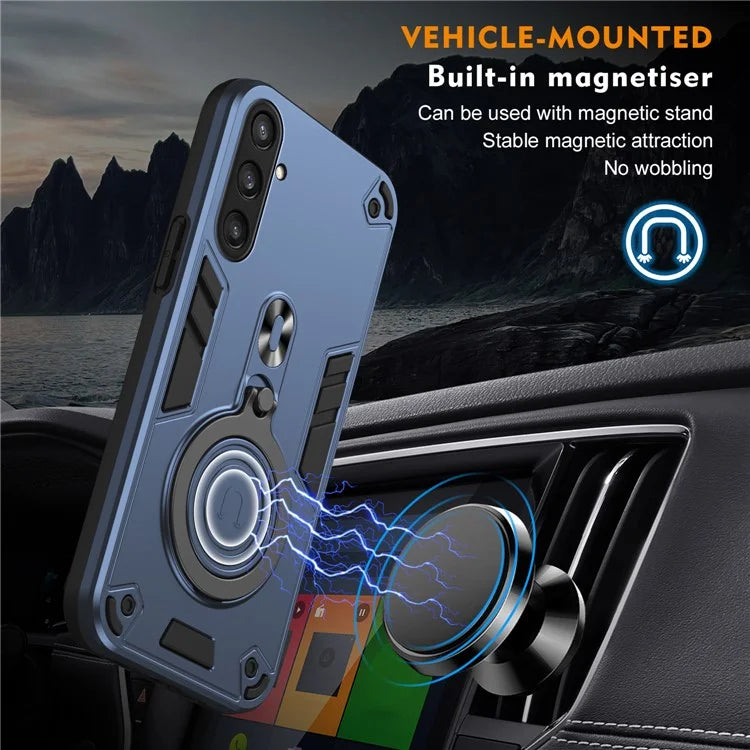 For Samsung Galaxy S24 FE Case Rotatable Kickstand PC+TPU Drop Protection Phone Cover