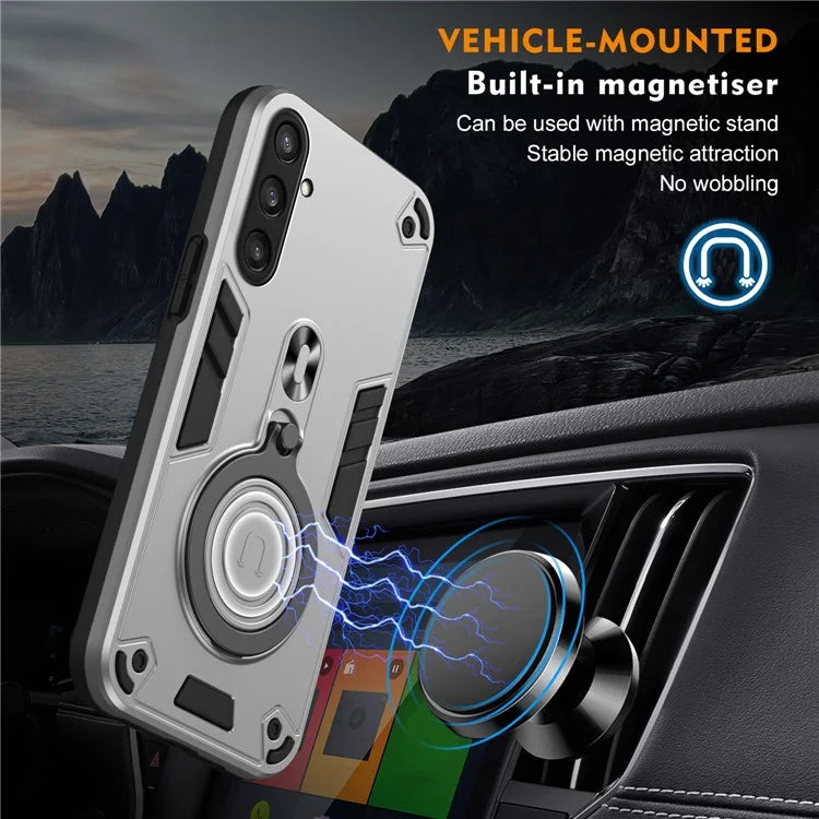For Samsung Galaxy S24 FE Case Rotatable Kickstand PC+TPU Drop Protection Phone Cover
