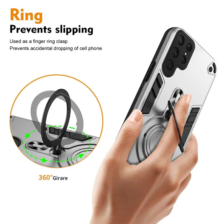 For Samsung Galaxy S24 Ultra Case Rotatable Kickstand PC+TPU Drop Protection Phone Cover