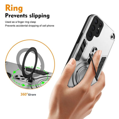 For Samsung Galaxy S24 Ultra Case Rotatable Kickstand PC+TPU Drop Protection Phone Cover