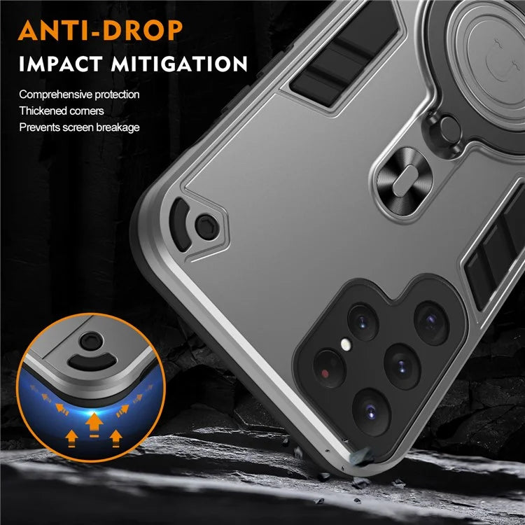 For Samsung Galaxy S24 Ultra Case Rotatable Kickstand PC+TPU Drop Protection Phone Cover