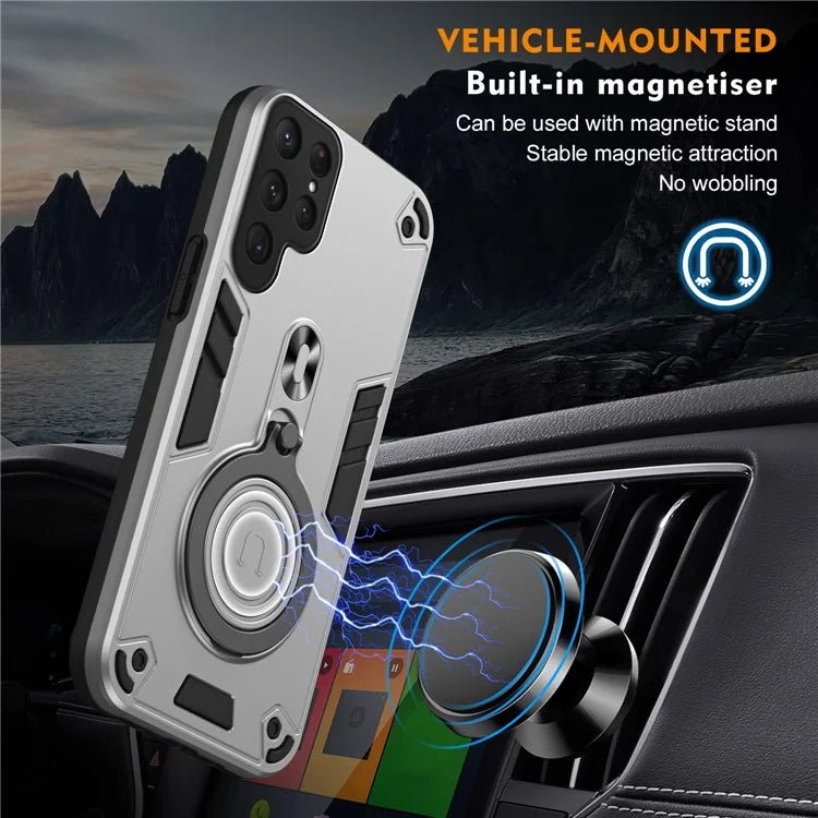 For Samsung Galaxy S24 Ultra Case Rotatable Kickstand PC+TPU Drop Protection Phone Cover
