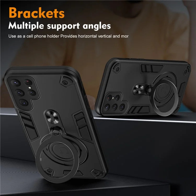 For Samsung Galaxy S24 Ultra Case Rotatable Kickstand PC+TPU Drop Protection Phone Cover