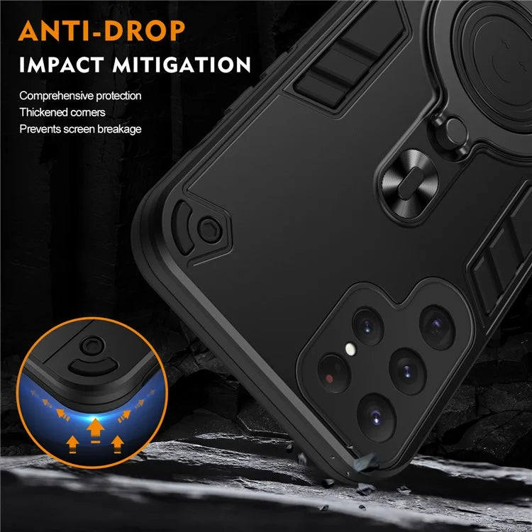 For Samsung Galaxy S24 Ultra Case Rotatable Kickstand PC+TPU Drop Protection Phone Cover