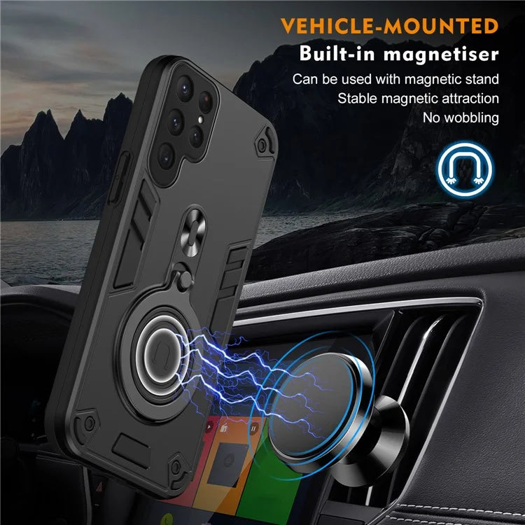 For Samsung Galaxy S24 Ultra Case Rotatable Kickstand PC+TPU Drop Protection Phone Cover
