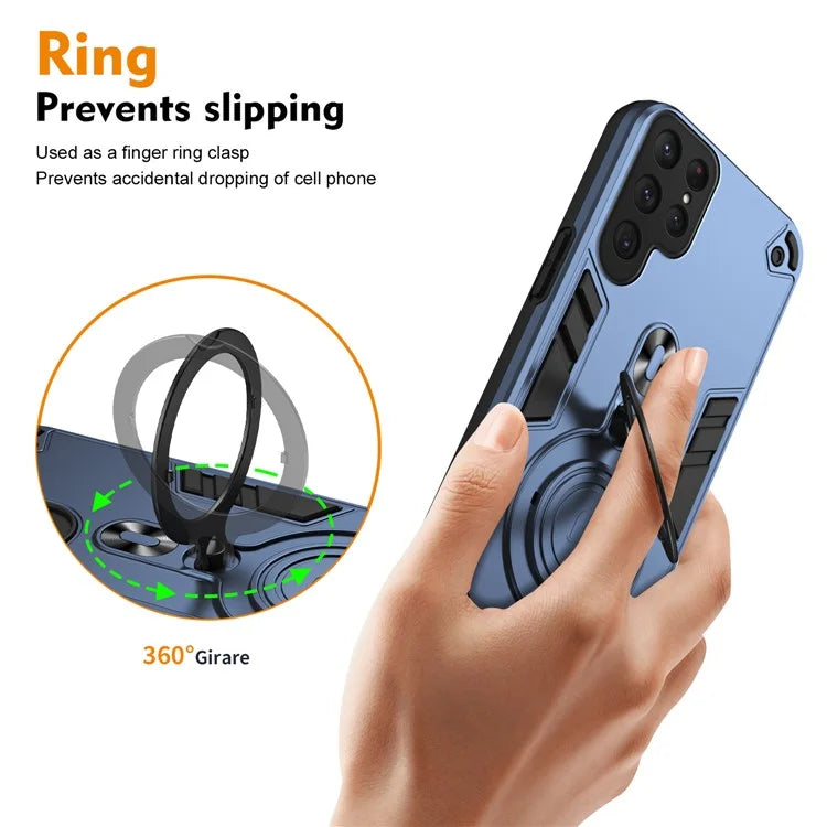 For Samsung Galaxy S24 Ultra Case Rotatable Kickstand PC+TPU Drop Protection Phone Cover