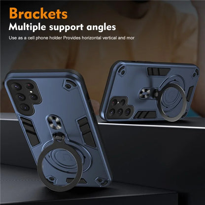 For Samsung Galaxy S24 Ultra Case Rotatable Kickstand PC+TPU Drop Protection Phone Cover