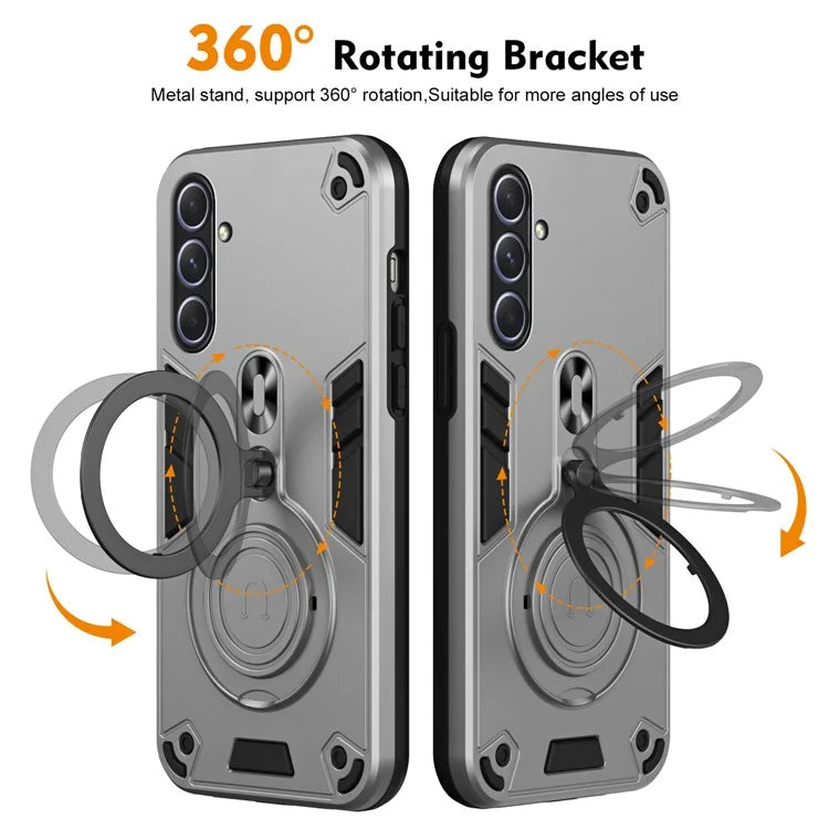 For Samsung Galaxy A55 5G Case Rotatable Kickstand PC+TPU Drop Protection Phone Cover