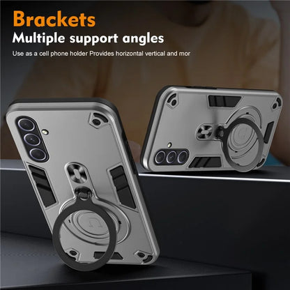 For Samsung Galaxy A55 5G Case Rotatable Kickstand PC+TPU Drop Protection Phone Cover
