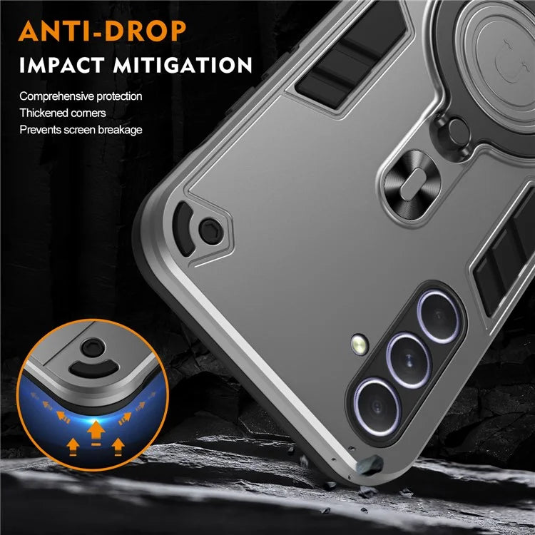 For Samsung Galaxy A55 5G Case Rotatable Kickstand PC+TPU Drop Protection Phone Cover