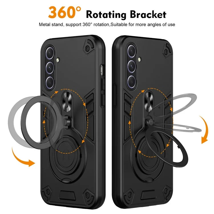 For Samsung Galaxy A55 5G Case Rotatable Kickstand PC+TPU Drop Protection Phone Cover