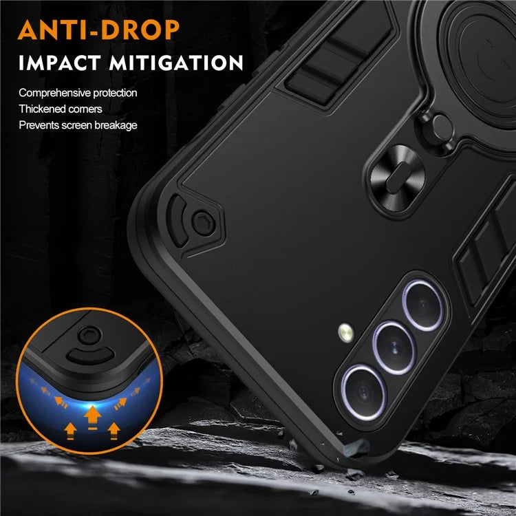 For Samsung Galaxy A55 5G Case Rotatable Kickstand PC+TPU Drop Protection Phone Cover
