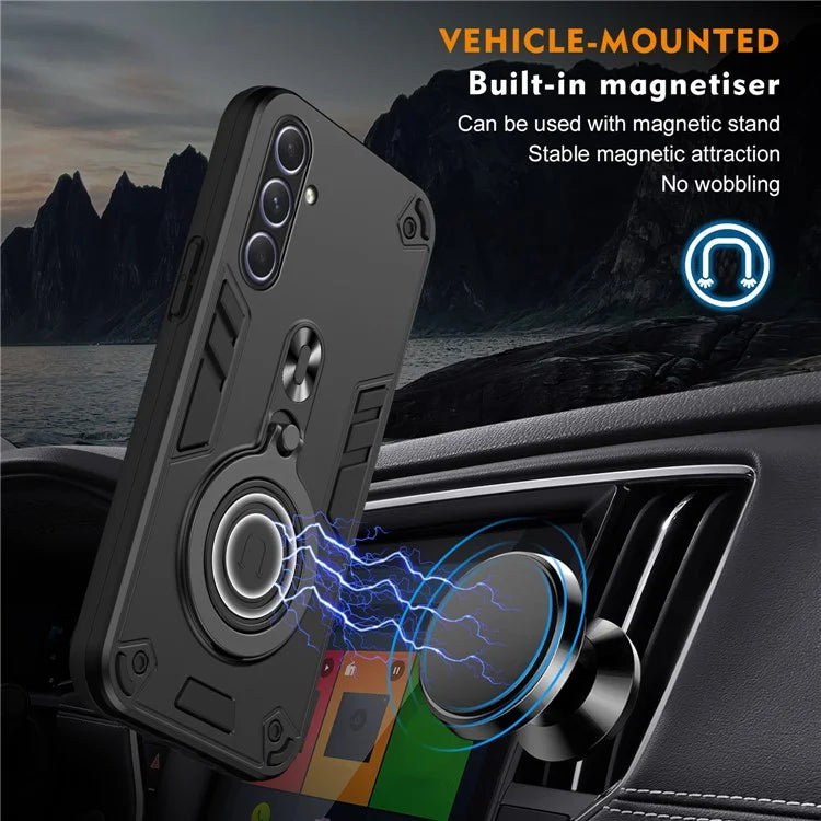 For Samsung Galaxy A55 5G Case Rotatable Kickstand PC+TPU Drop Protection Phone Cover