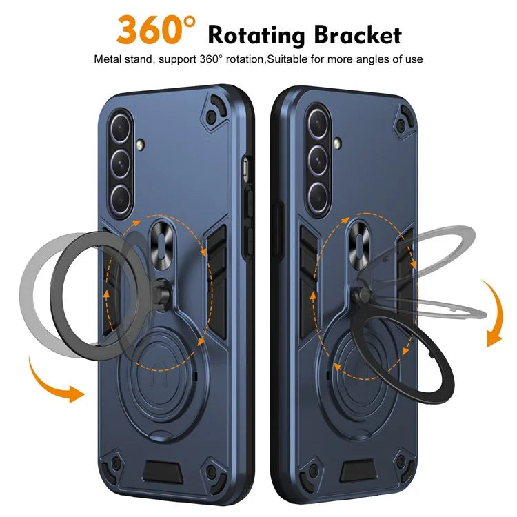 For Samsung Galaxy A55 5G Case Rotatable Kickstand PC+TPU Drop Protection Phone Cover