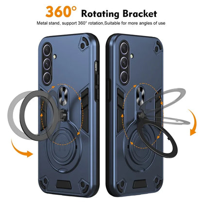 For Samsung Galaxy A55 5G Case Rotatable Kickstand PC+TPU Drop Protection Phone Cover