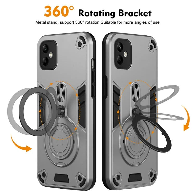 For Samsung Galaxy A05 4G Case Rotatable Kickstand PC+TPU Drop Protection Phone Cover