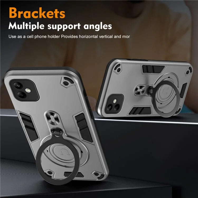 For Samsung Galaxy A05 4G Case Rotatable Kickstand PC+TPU Drop Protection Phone Cover