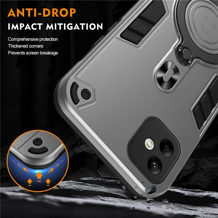 For Samsung Galaxy A05 4G Case Rotatable Kickstand PC+TPU Drop Protection Phone Cover