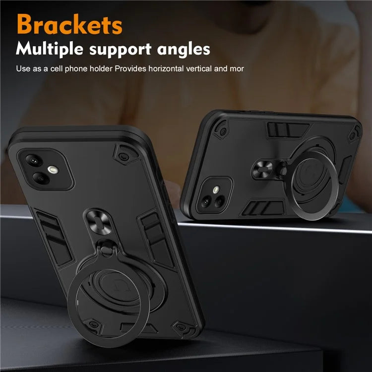 For Samsung Galaxy A05 4G Case Rotatable Kickstand PC+TPU Drop Protection Phone Cover
