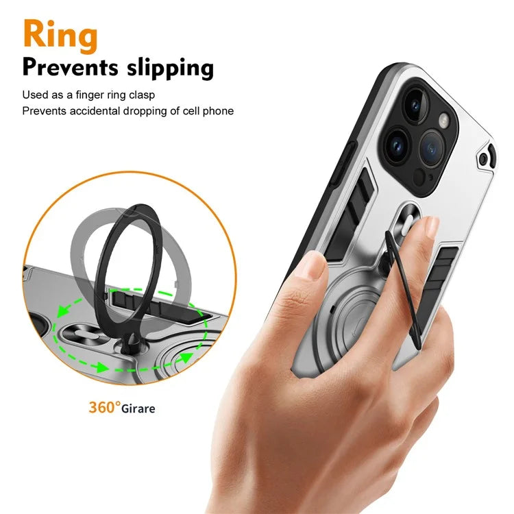 For iPhone 14 Pro Case Rotatable Kickstand PC+TPU Drop Protection Phone Cover