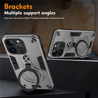 For iPhone 14 Pro Case Rotatable Kickstand PC+TPU Drop Protection Phone Cover