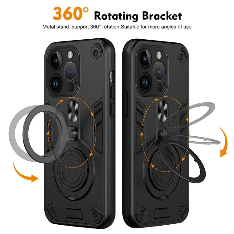 For iPhone 14 Pro Case Rotatable Kickstand PC+TPU Drop Protection Phone Cover