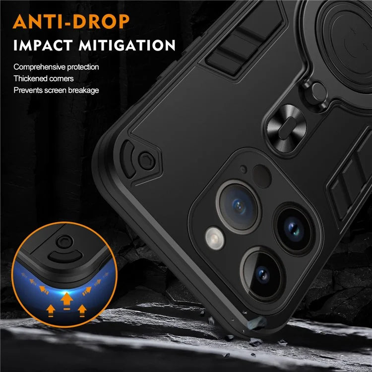 For iPhone 14 Pro Case Rotatable Kickstand PC+TPU Drop Protection Phone Cover