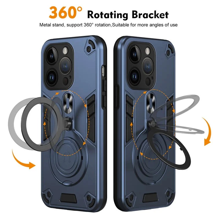 For iPhone 14 Pro Case Rotatable Kickstand PC+TPU Drop Protection Phone Cover
