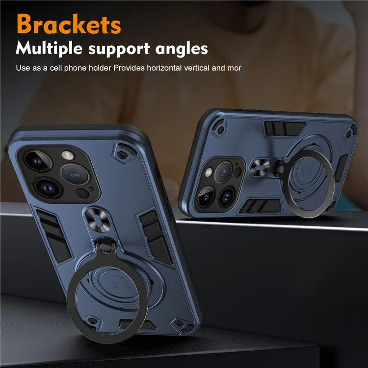 For iPhone 14 Pro Case Rotatable Kickstand PC+TPU Drop Protection Phone Cover