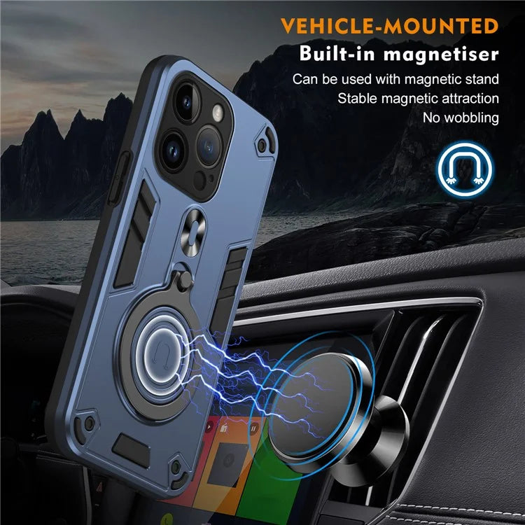 For iPhone 14 Pro Case Rotatable Kickstand PC+TPU Drop Protection Phone Cover