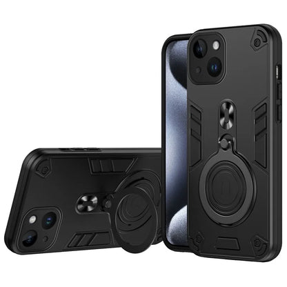 For iPhone 14 Case Rotatable Kickstand PC+TPU Drop Protection Phone Cover