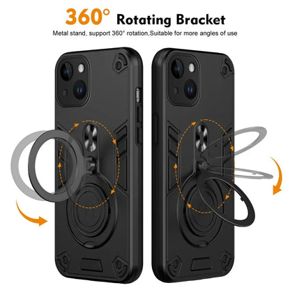 For iPhone 14 Case Rotatable Kickstand PC+TPU Drop Protection Phone Cover
