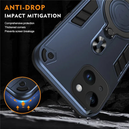 For iPhone 14 Case Rotatable Kickstand PC+TPU Drop Protection Phone Cover