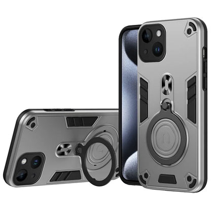 For iPhone 14 Case Rotatable Kickstand PC+TPU Drop Protection Phone Cover